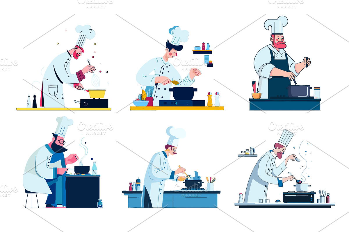 Professional chef characters wearing, an Object Illustration by Onyx