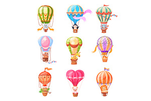 Animals hot air balloon. Cute baby, a Transportation Illustration by Stock-Smart-Start