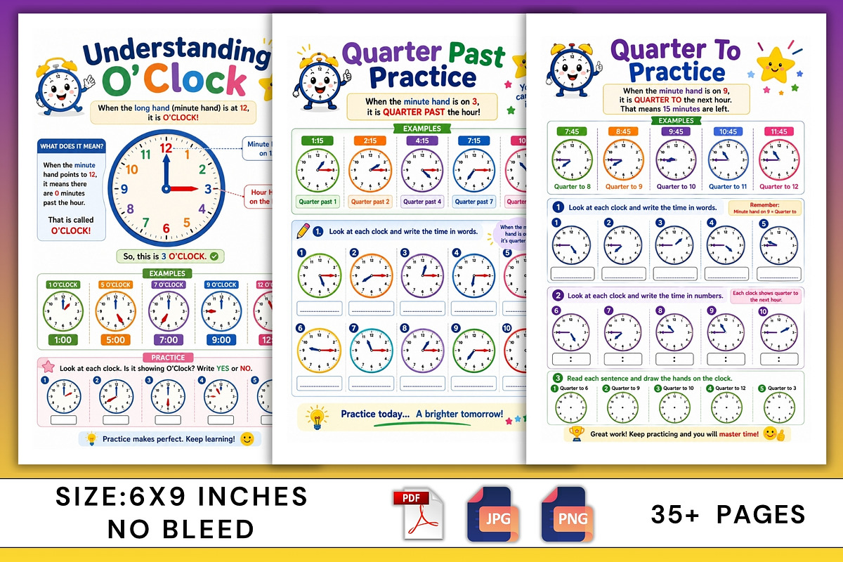 Daily Schedule Clock Practice, a Stationery Template by Designmela01 (Photo 4 of 6)