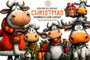 Christmas Cow Clipart, an Animal Illustration by cherrydesign (Thumbnail 1 of 4)