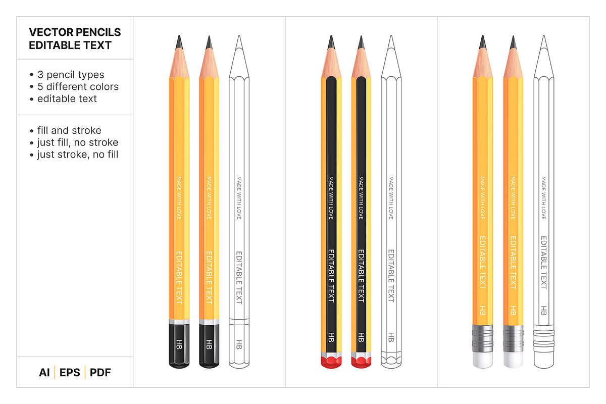 Vector Pencils with Editable Text, an Object Graphic by Side Project (Photo 2 of 5)