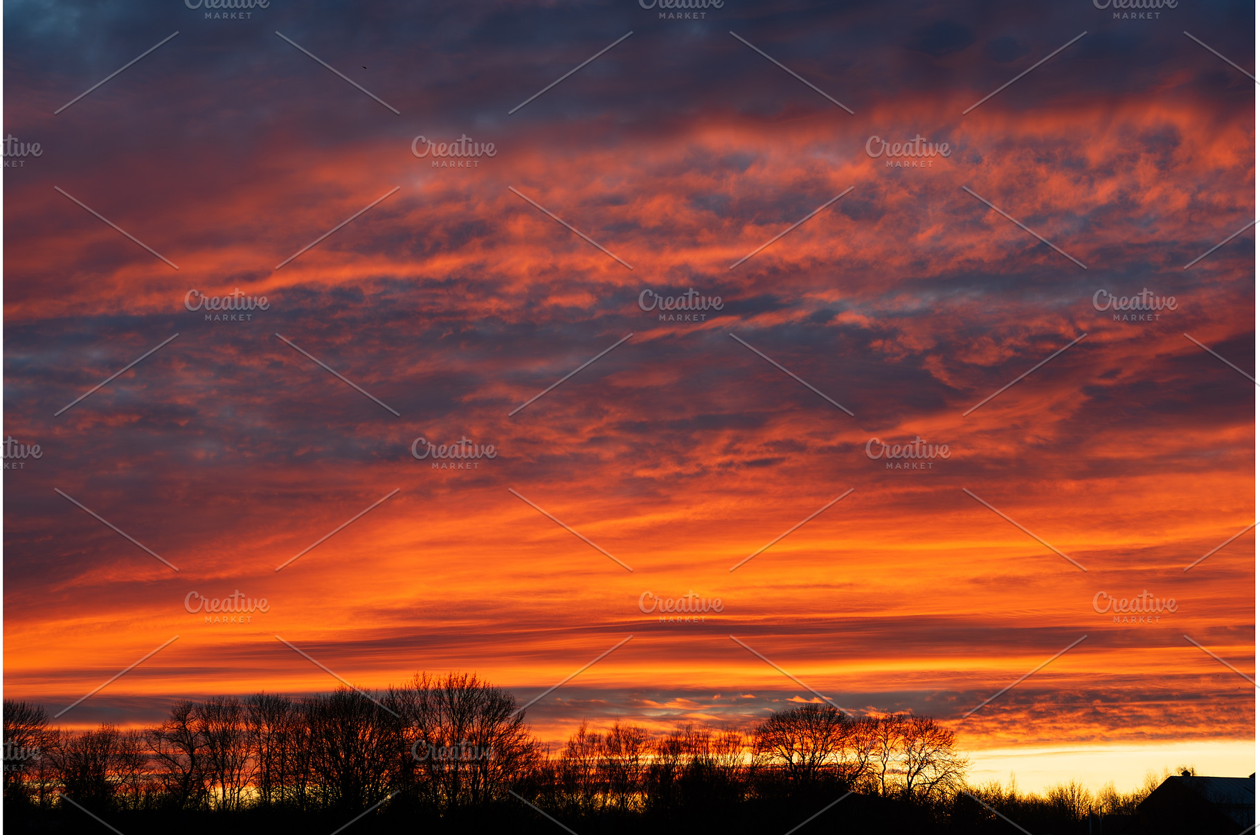 Fiery sunset sky with dramatic, a Nature Photo by Oleksandr Masnyi