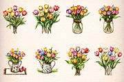 watercolor tulip flower clipart, an Illustration by GatewayDesign (Thumbnail 4 of 9)