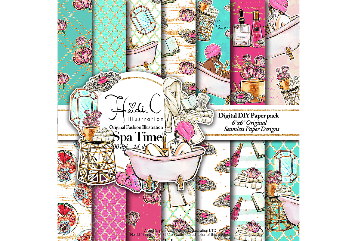 Spa Time Paper Pack, a Pattern Graphic by HeidiCIllustration (Photo 1 of 5)