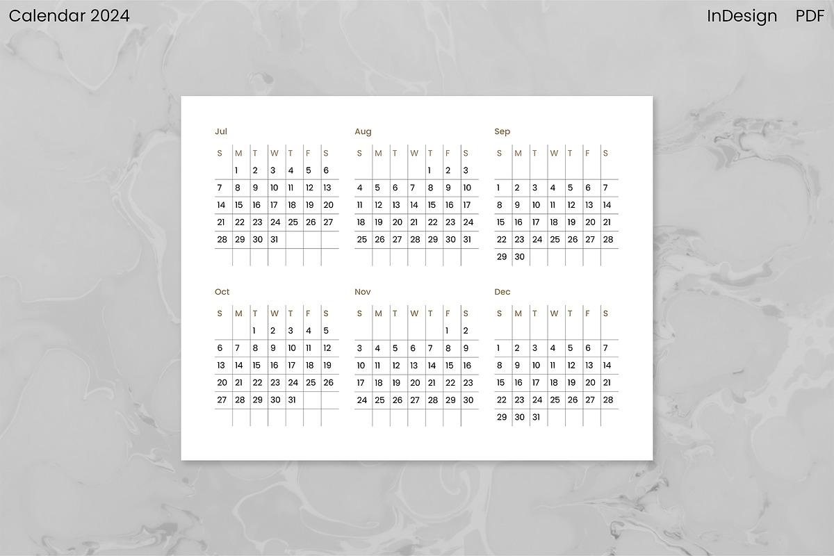 Minimalist Calendar 2024 (InDesign), an Object Graphic by Kessens (Photo 3 of 28)