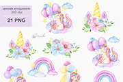 Cute Unicorns Watercolor Collection, an Animal Illustration by CaraulanStore (Thumbnail 2 of 5)