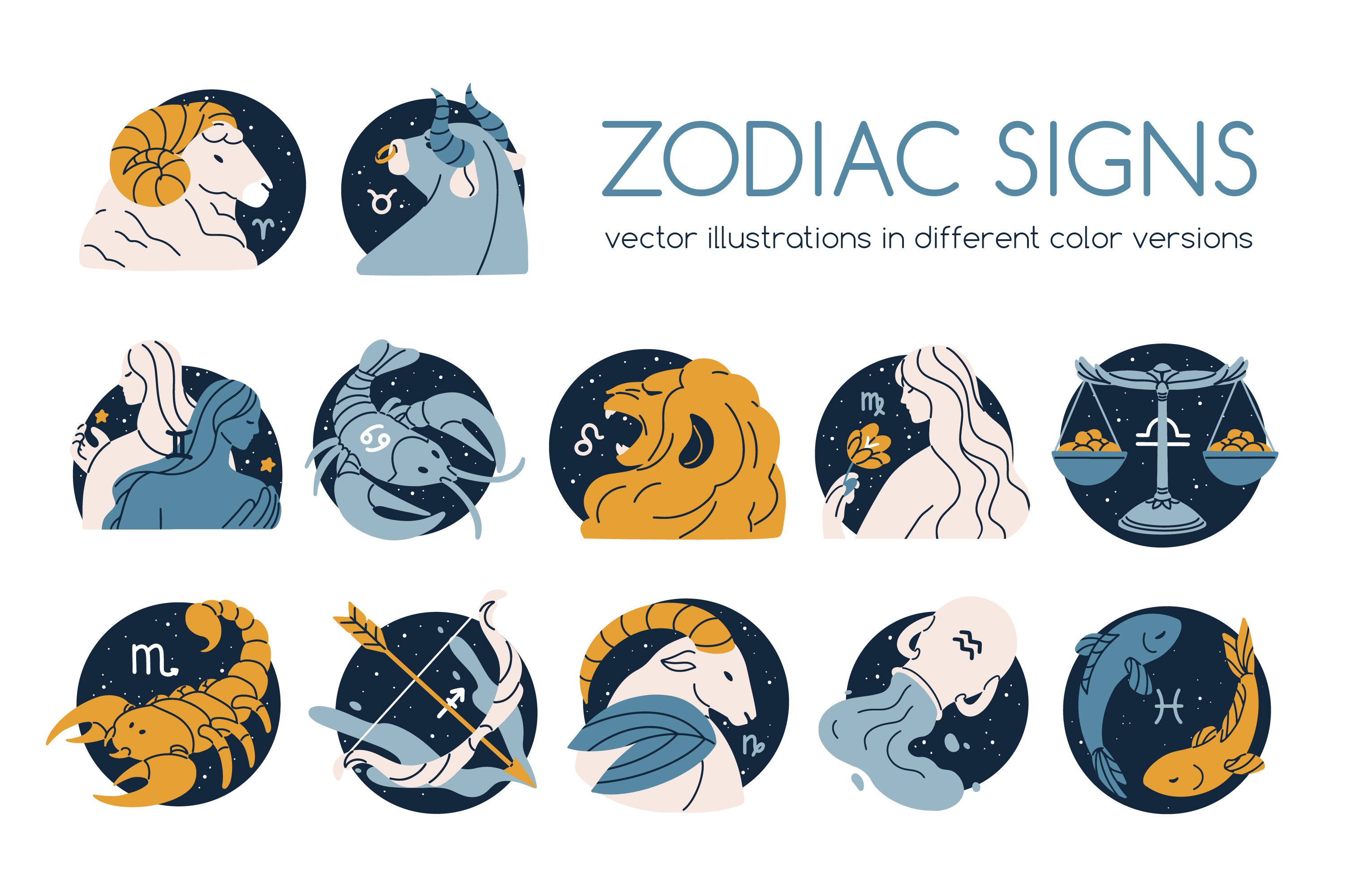 Zodiac signs set. Astrology icons, an Object Illustration by Good Studio