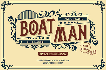 Boatman Font + Extras, a Serif Font by YdhraStudio