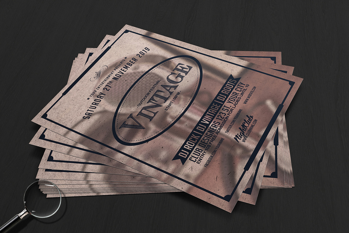 Vintage Night  | 3in1 Flyer Template, a Flyer Template by GIGA-TEMPLATE (Photo 3 of 7)