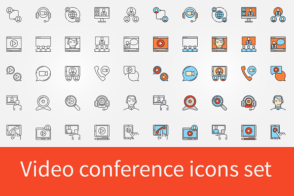 Video Conference Icons Set