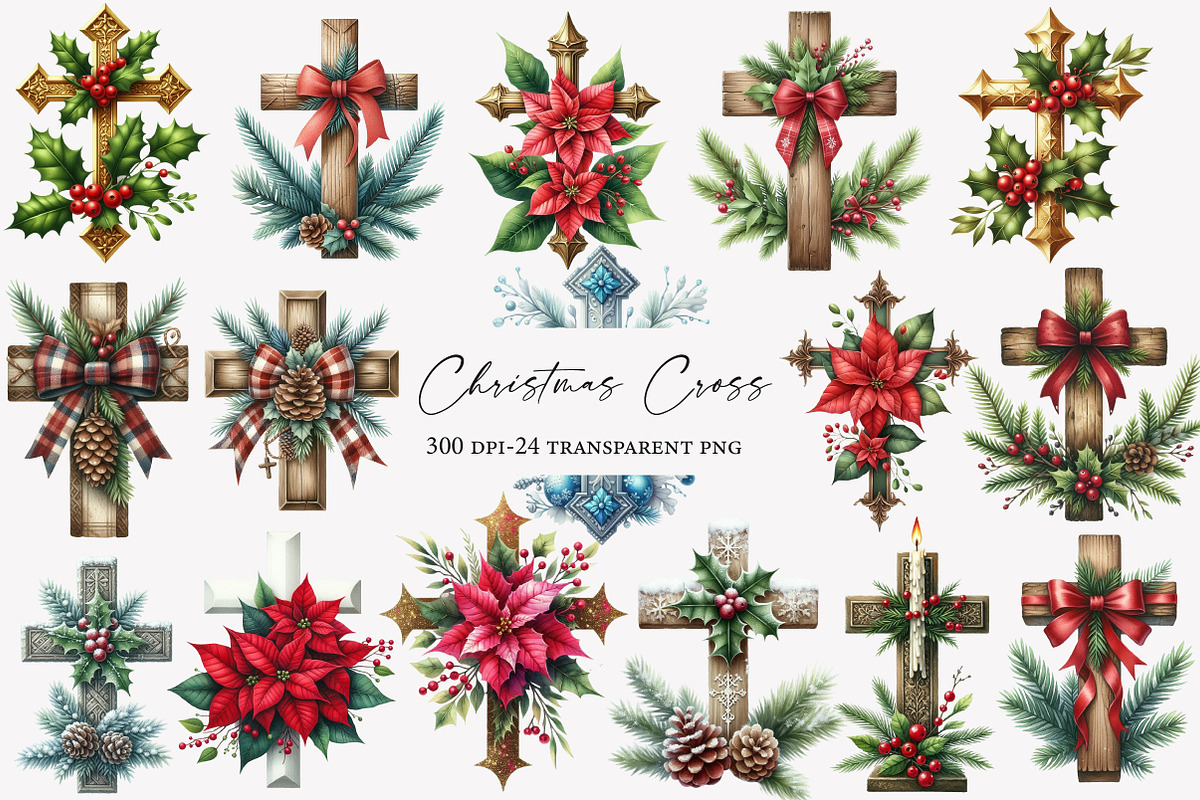 Christmas Cross clipart, an Illustration by Designworld (Photo 1 of 4)