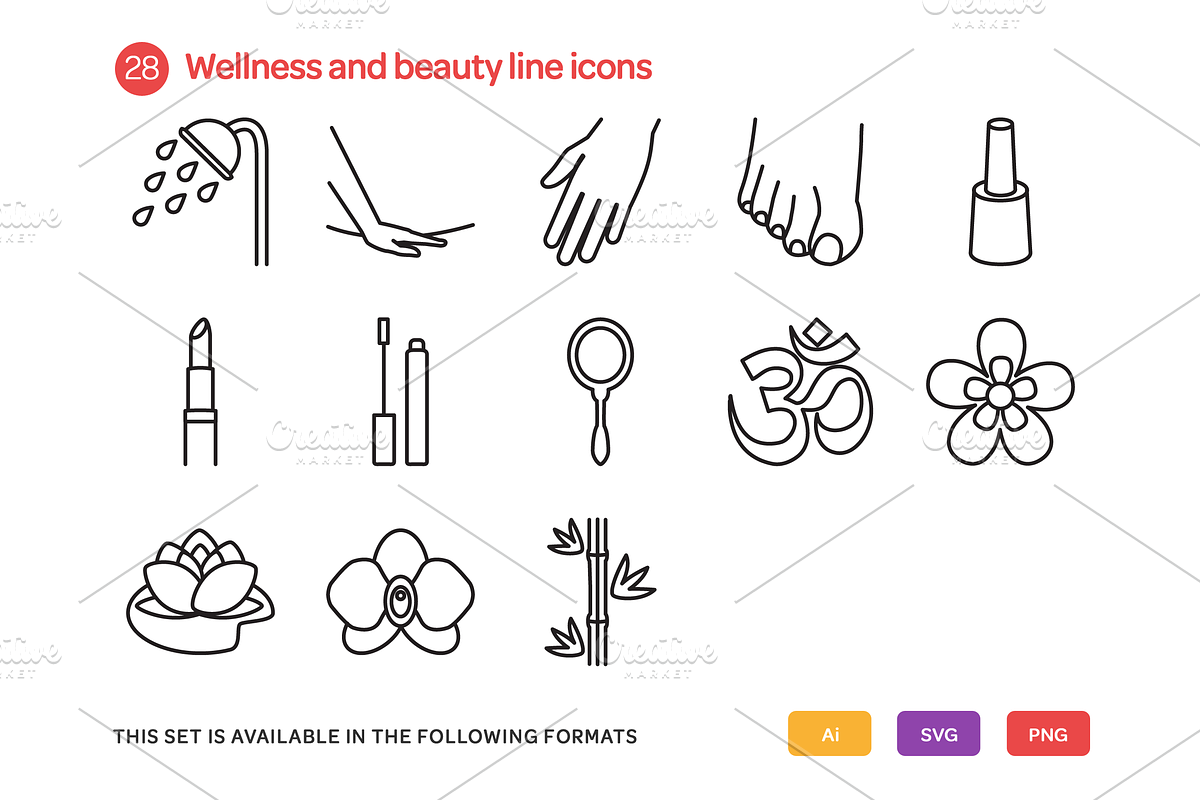 Wellness and Beauty Line Icons Set preview 3
