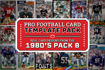 1980's Pro Football Cards PACK B, a Card Template by Chris Weibring