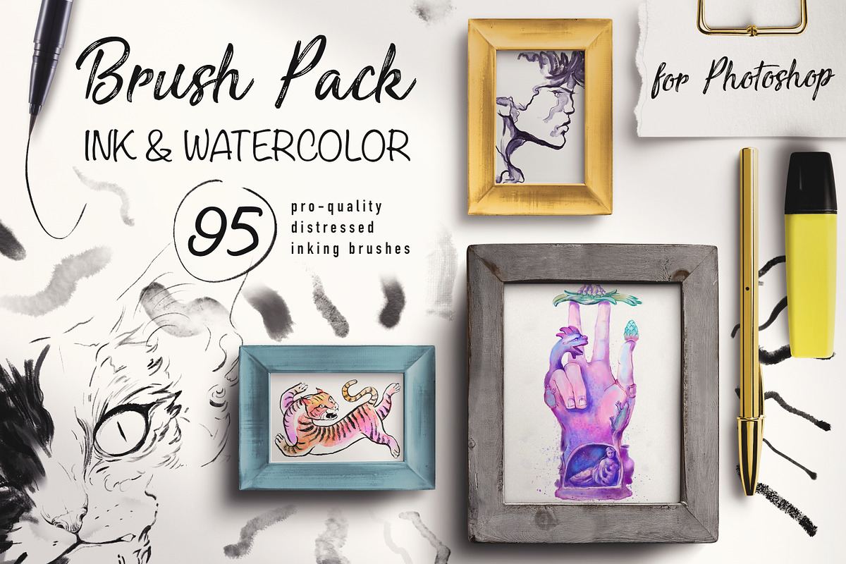 Brush Pack - Ink and Watercolor - PS, a Brush Add-On by ZiziMarket (Photo 1 of 8)