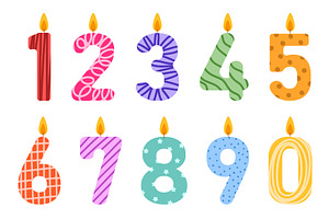 Set of colorful number candles clip, an Object Illustration by Tati_Kli