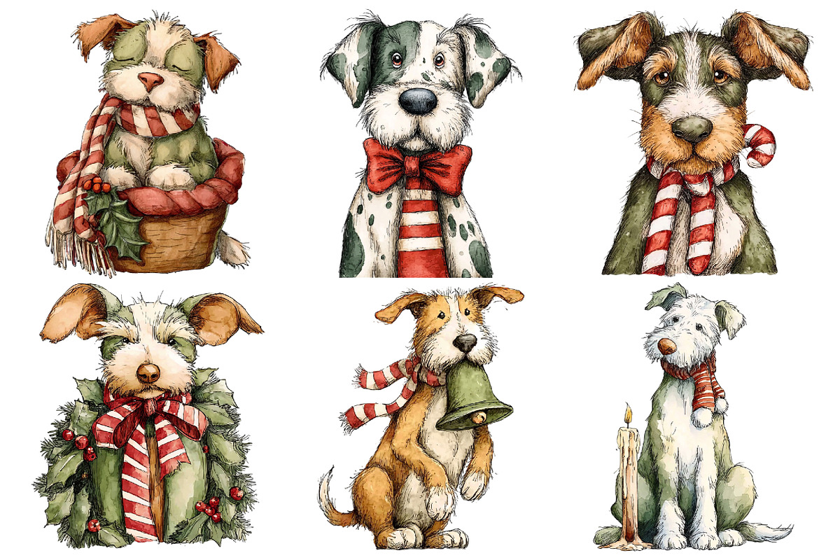 Christmas Dog Clipart, an Illustration by Pixels.Craft (Photo 4 of 6)