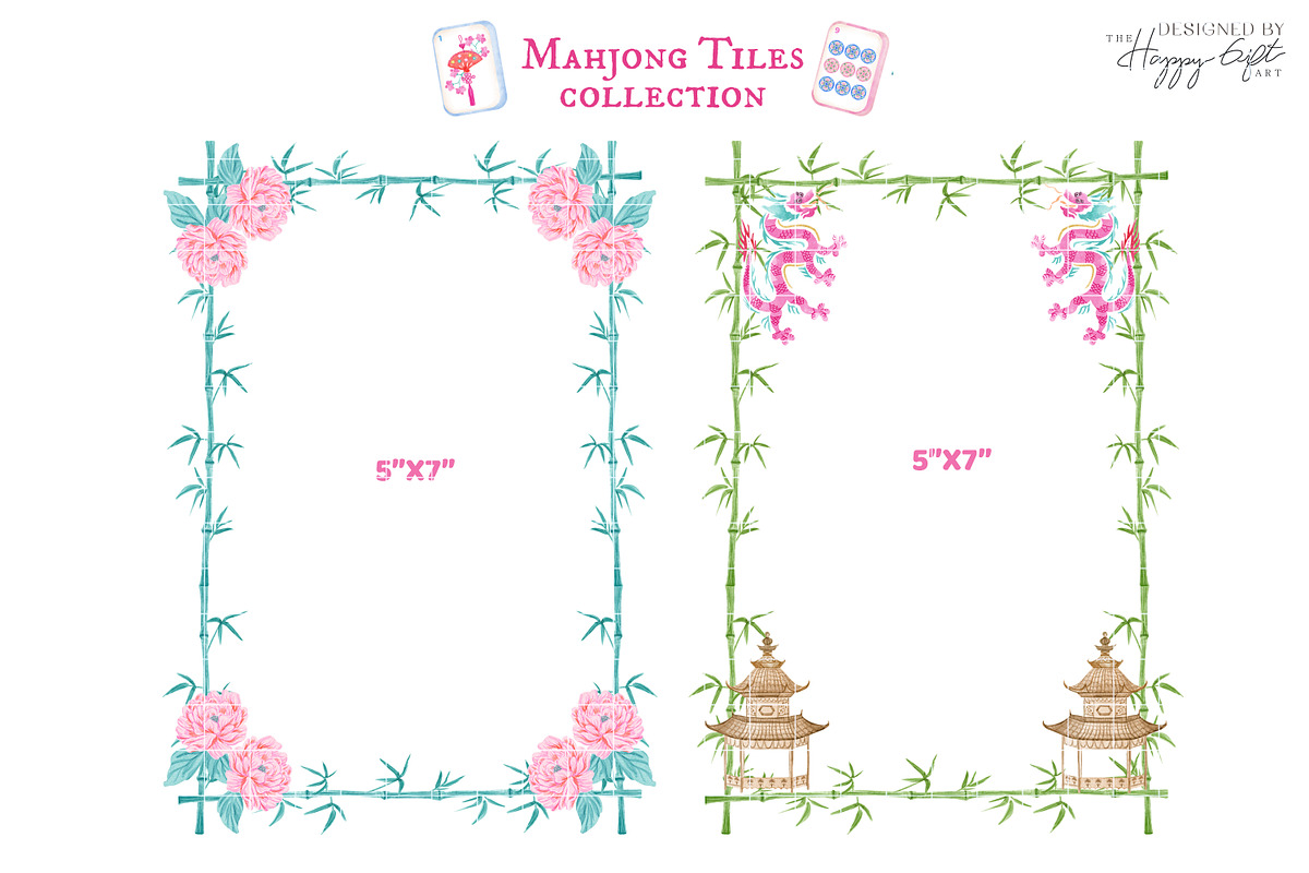 Chinoiserie Mahjong Illustrations, a Decorative Illustration by TheHappyGiftArt (Photo 5 of 11)