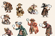 OLD LADY DETECTIVE CLIPART PACK, a Person Illustration by Daring Digies (Thumbnail 4 of 10)