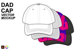 Dad Cap Tech Pack Flat Mockup, a Hat Mockup by Infinity Mockups