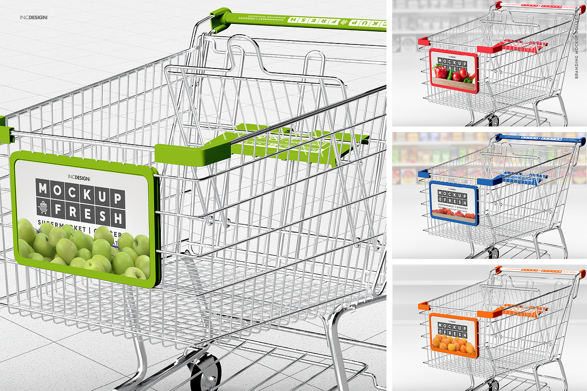 Metal Shopping Cart Branding Mockup, a Product Mockup by INCDesign (Photo 13 of 19)