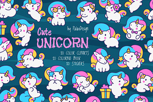 Cute Kawaii Unicorn Characters, an Animal Illustration by Palau