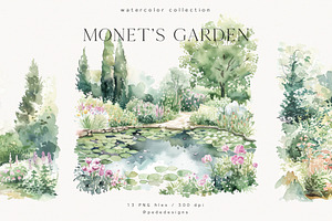 Monet's Garden, a Decorative Illustration by PeDe Designs