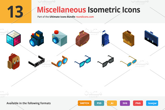 13 Miscellaneous Isometric Icons