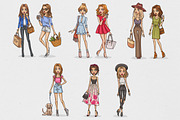 Fashion set of 9 girls, an Illustration by Bigio Designs (Thumbnail 2 of 2)