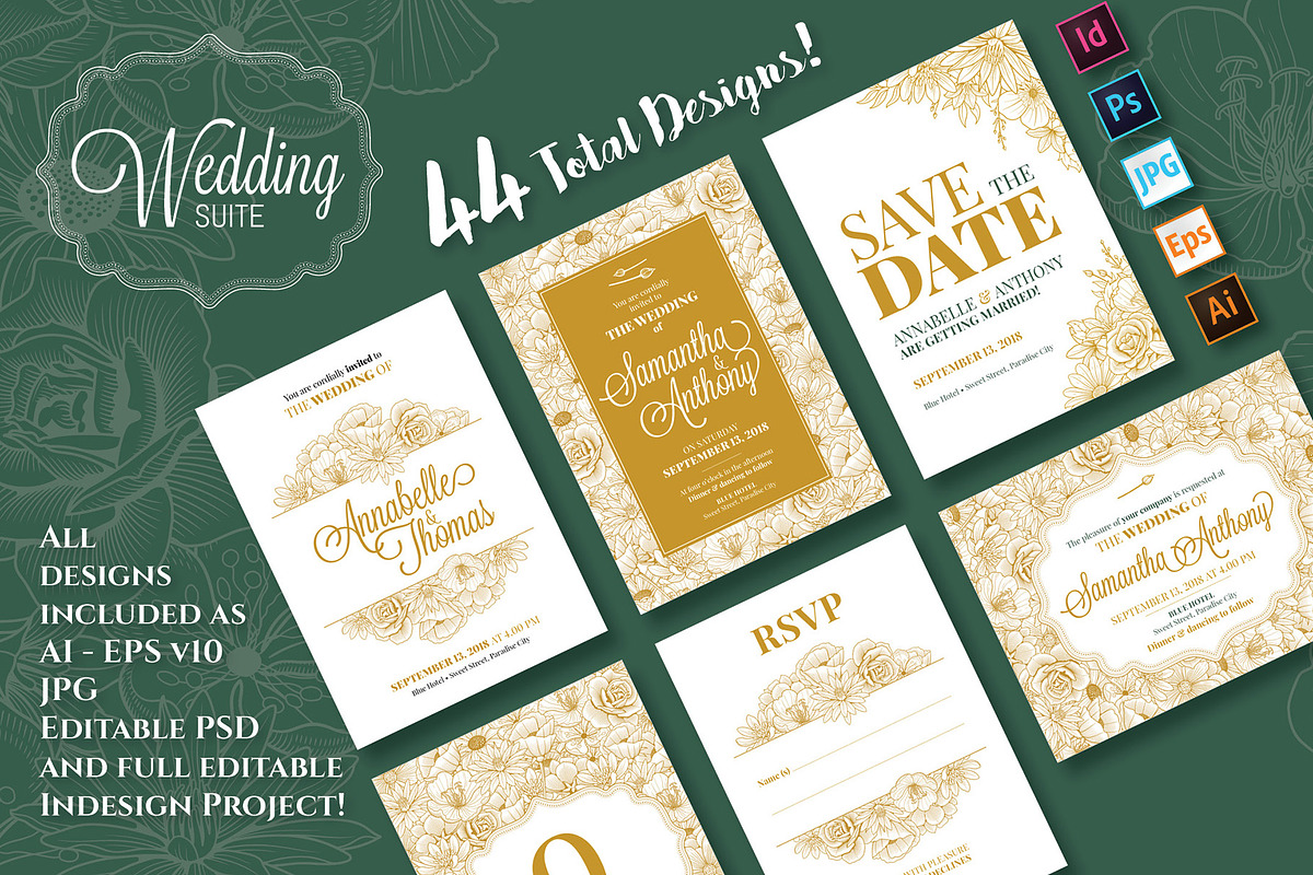Wedding Invitation Stationery Suite, an Invitation Template by Pingebat (Photo 1 of 10)