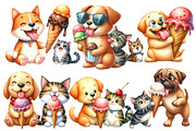 Funny Dog and Cat Love Ice Cream, an Animal Illustration by Designworld (Thumbnail 4 of 5)