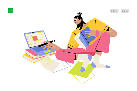 Woman focused on online learning