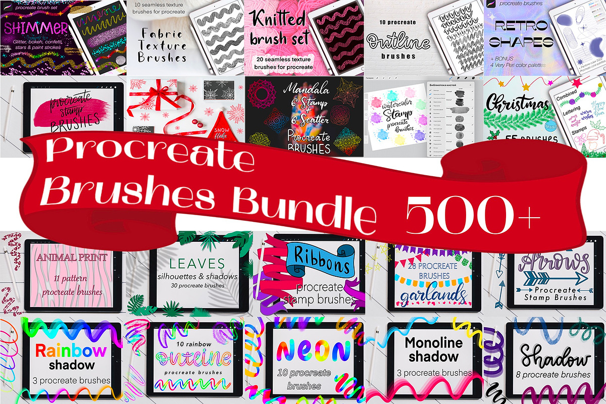 Procreate 500+ Brushes Bundle, a Brush Add-On by Almazova Dolzhenko (Photo 1 of 21)