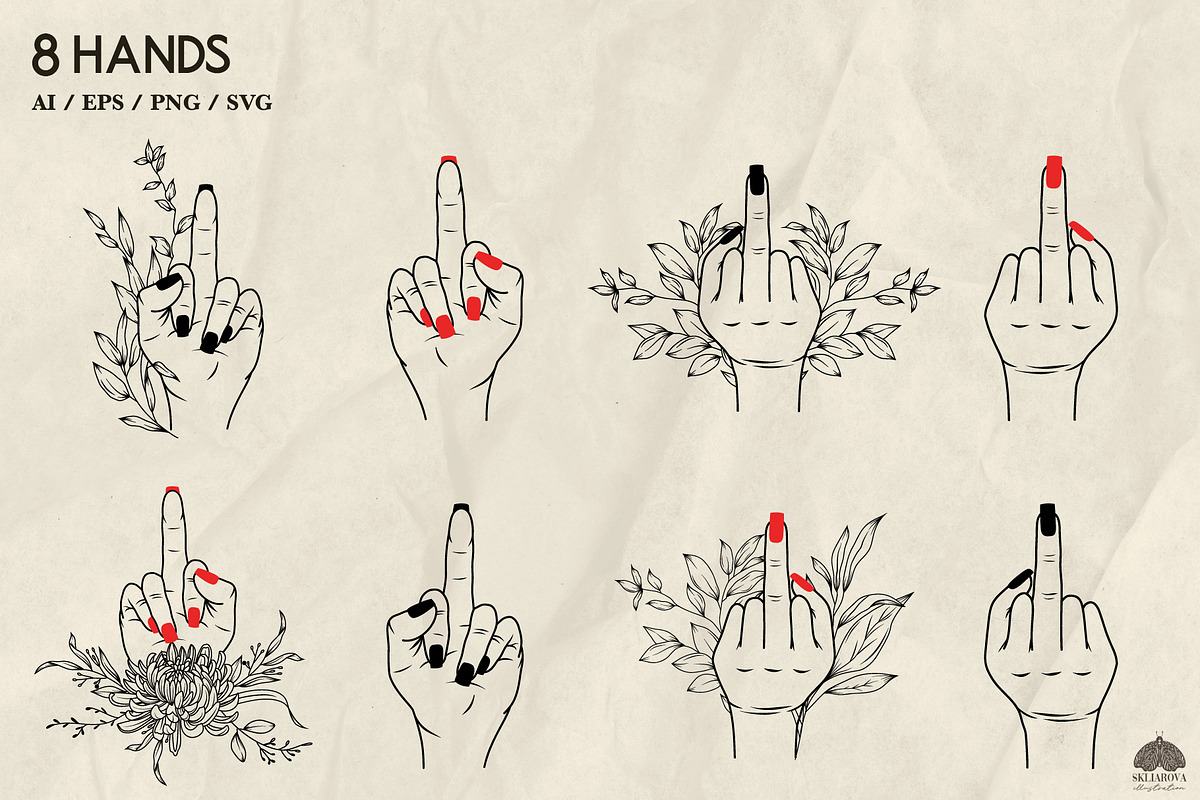 Middle finger Svg Png Eps, a Person Illustration by Skliarova (Photo 2 of 4)