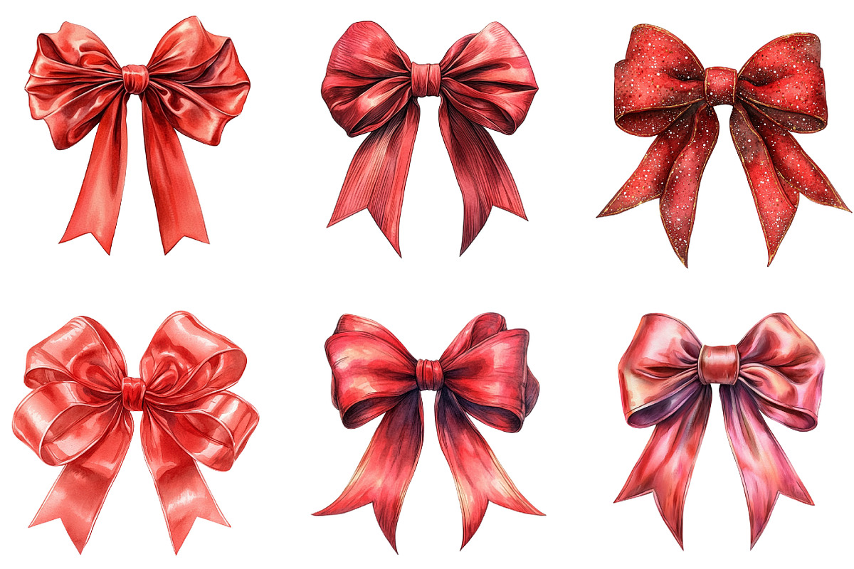 Red Coquette Christmas Bow Clipart, an Illustration by DreamArtGraphic (Photo 4 of 5)