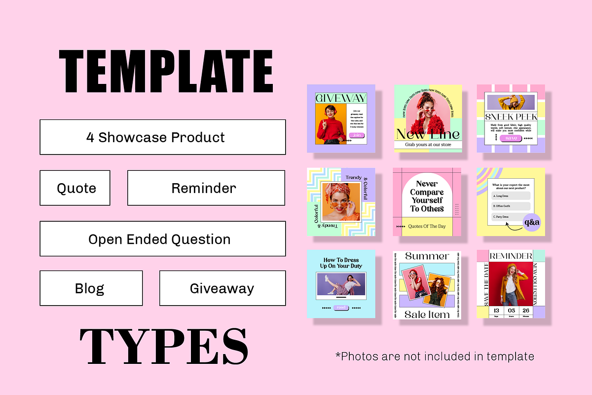 9 Pastel Colorful Instagram Template, a Social Media Template by digitalsbydepi (Photo 3 of 6)