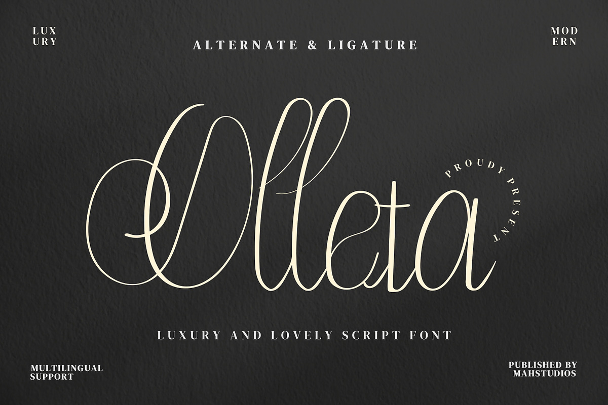 Olleta Script Fonts, a Script Font by mahstudios (Photo 1 of 15)