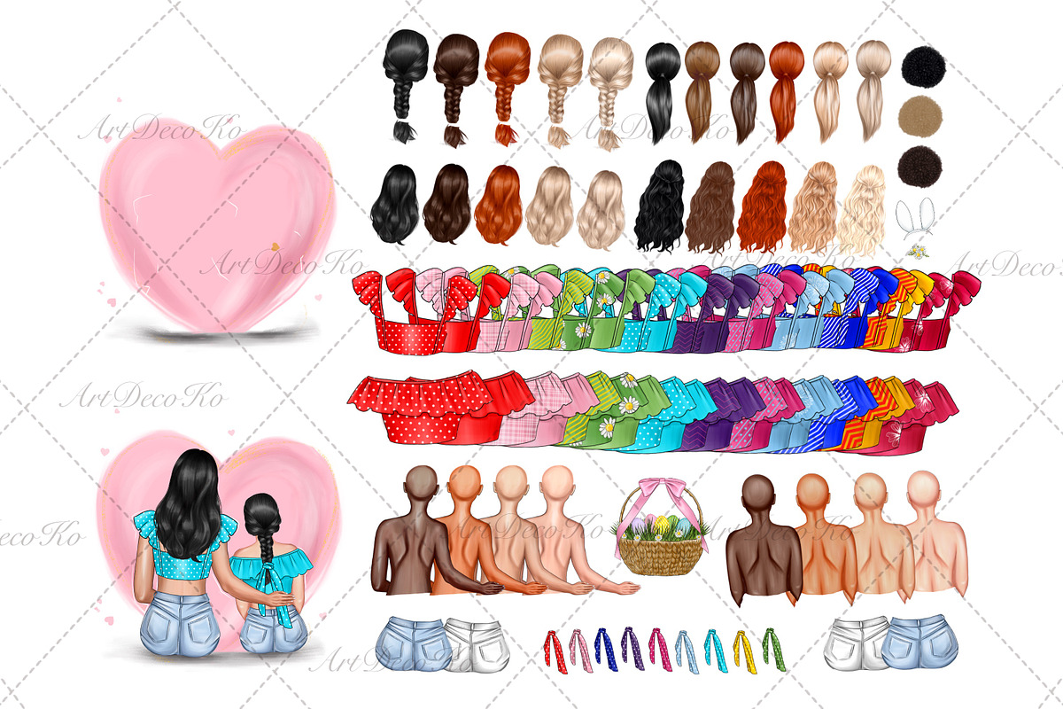 Mom and daughter clipart, a Person Illustration by DekoArt (Photo 3 of 3)