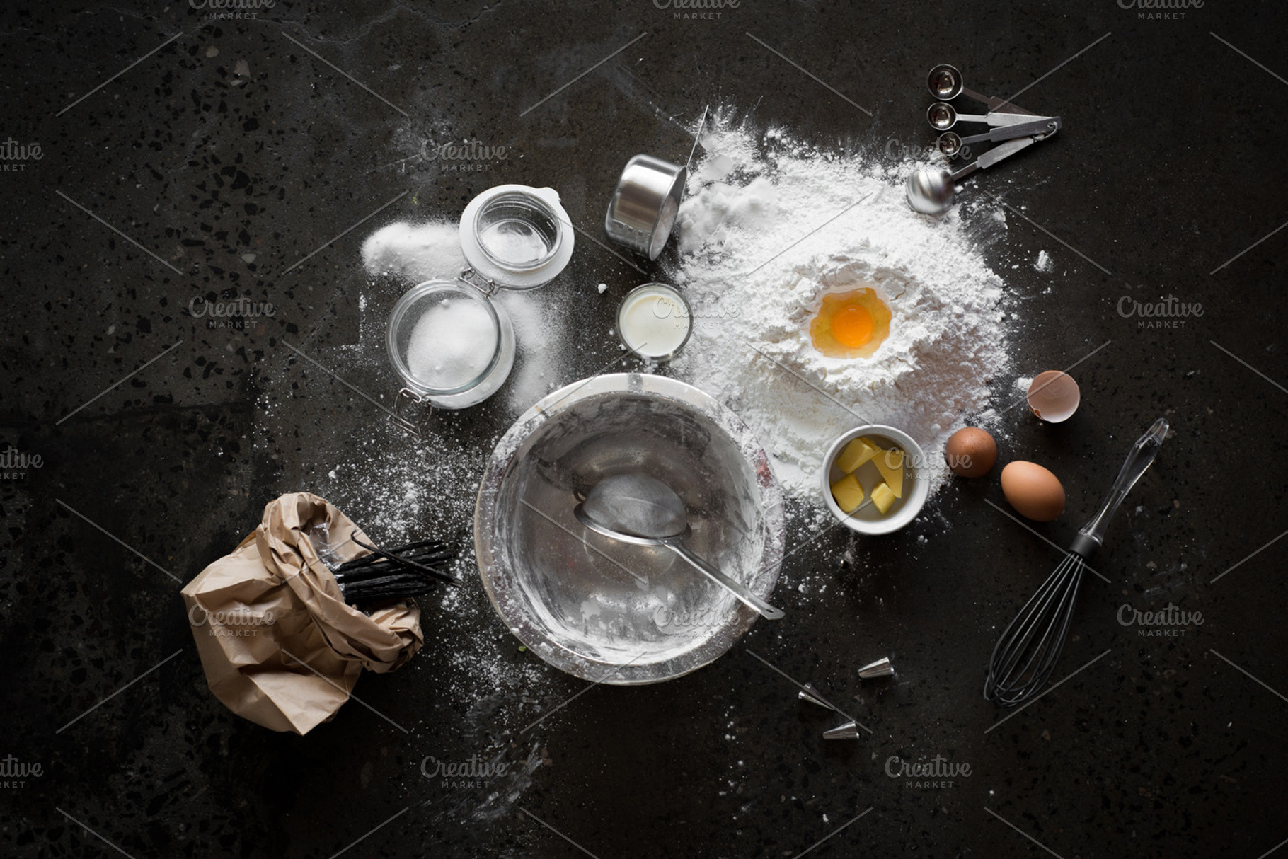 Baking Deconstructed Flat Lay Scene