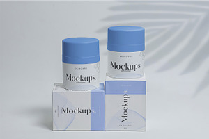 Cosmetic Jar & Box Packaging Mockup