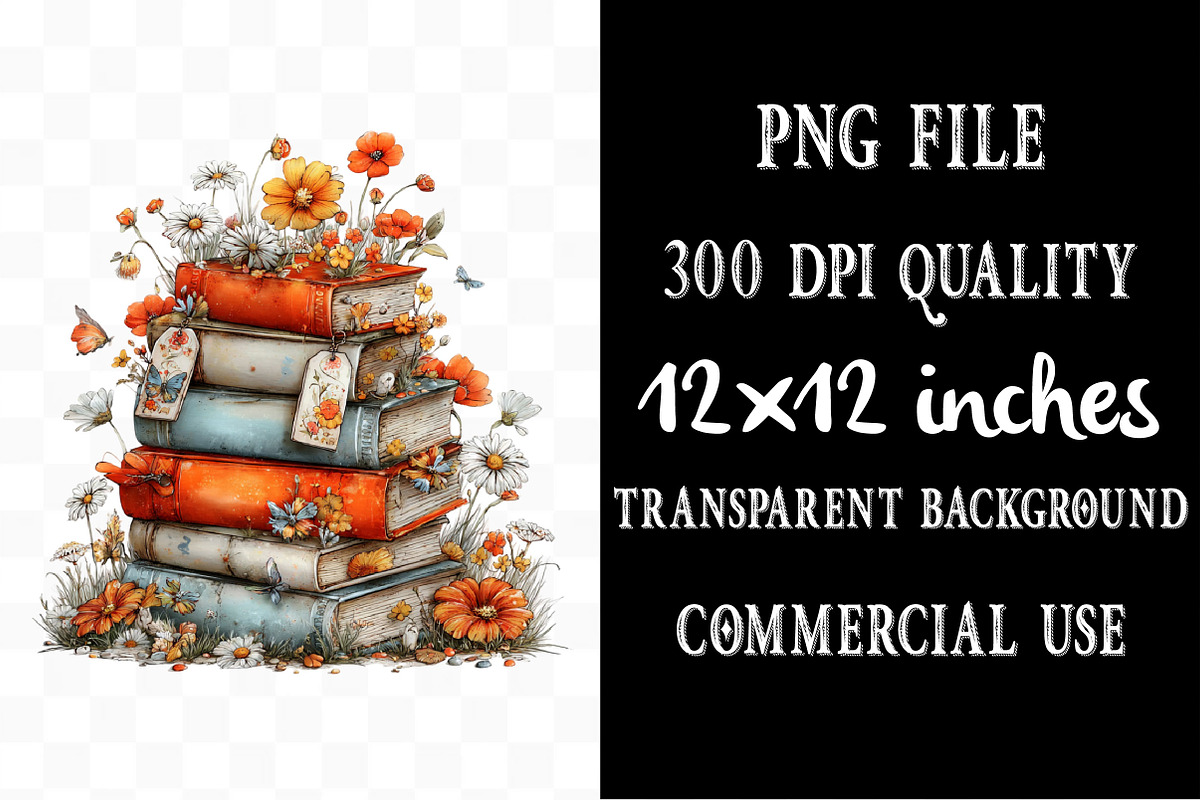 Whimsical Spring Books Stack Clipart, an Illustration by Designking (Photo 4 of 5)