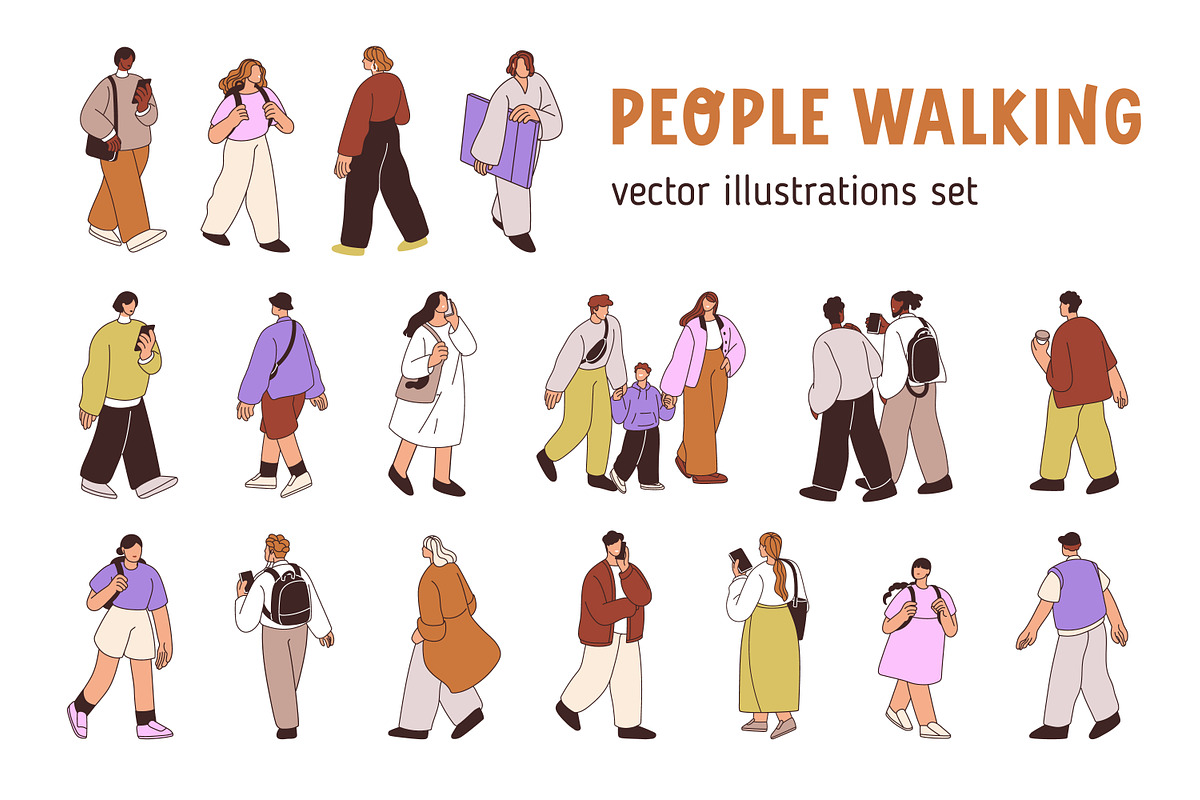 People walking on street set, a Person Illustration by Good Studio (Photo 1 of 10)