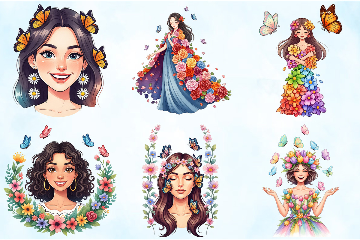 Floral Portraits with Butterflies, an Illustration by Craft Nest (Photo 4 of 9)