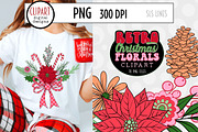 Retro Christmas Flowers Clipart, a Seasonal Illustration by SLS Lines (Thumbnail 6 of 6)