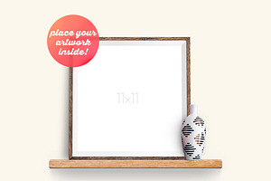 Wooden Frame Mockup On The Shelf