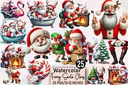 Watercolor Funny Santa Claus Clipart, an Illustration by SVGArt (Thumbnail 1 of 7)