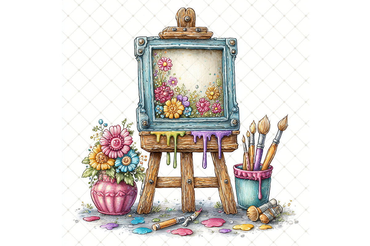 Canvas on Wooden Easel Clipart JPG, an Illustration by Memories By Lea (Photo 7 of 19)