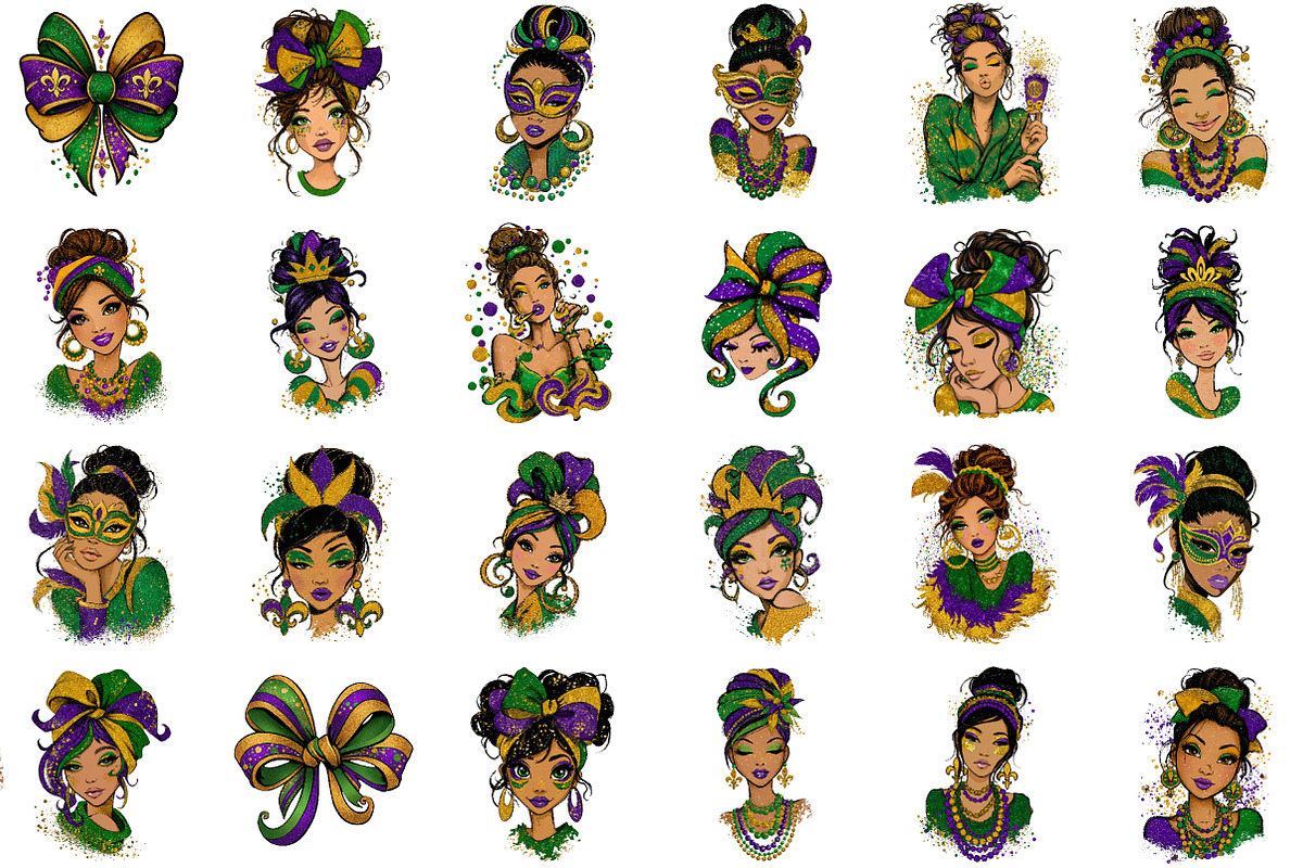 Mardi Gras Mama Messy Bun Png, an Illustration by Sublimation Artist (Photo 2 of 6)