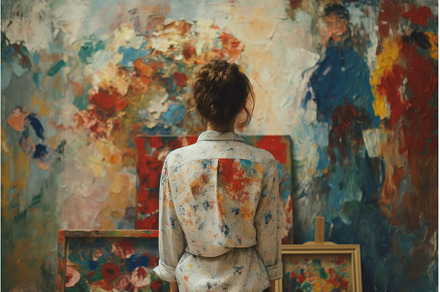 Canvas unfinished paint woman work, an Arts & Entertainment Photo by Ylivdesign