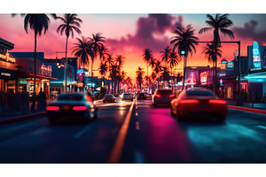 A Vibrant Street Scene With Cars