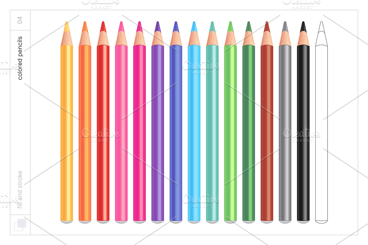 Vector Colored Crayons & Pencils, an Object Graphic by Side Project (Photo 9 of 14)